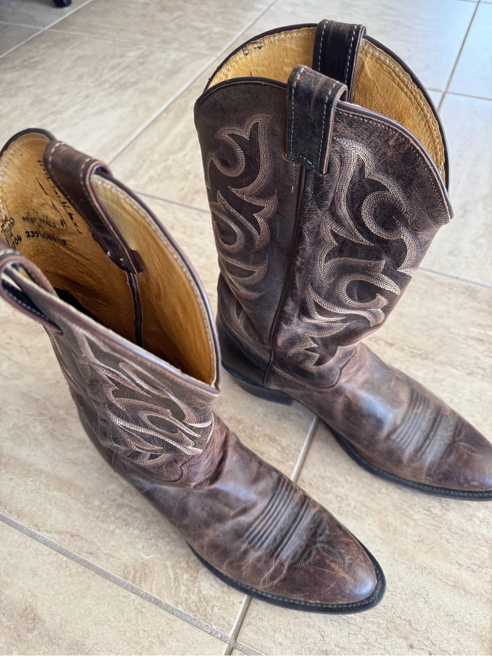 Men's Justin Brown Western Leather Cowboy Boots - size 13D